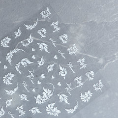 5D Nail Sticker - White Garden