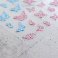 5D Nail Sticker - Blue Pink Butterfly