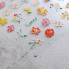 5D Nail Sticker - Crayon Flowers