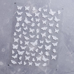 5D Nail Sticker - White Butterfly