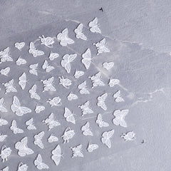 5D Nail Sticker - White Butterfly