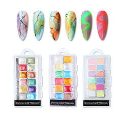 Solid Shimmering Nail Art Watercolor Palette