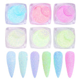 Glow In Dark Nail Glitter Powder 6 Colors/Set