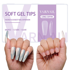 Soft Gel Tips - Long Coffin