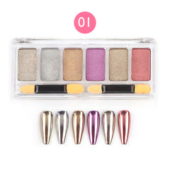 6 Colors Solid Nail Mirror Powder Palette VN1017