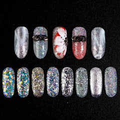 Multi-shaped Laser Silver Sequins for Nails Decor 8pcs/ Set VN152125