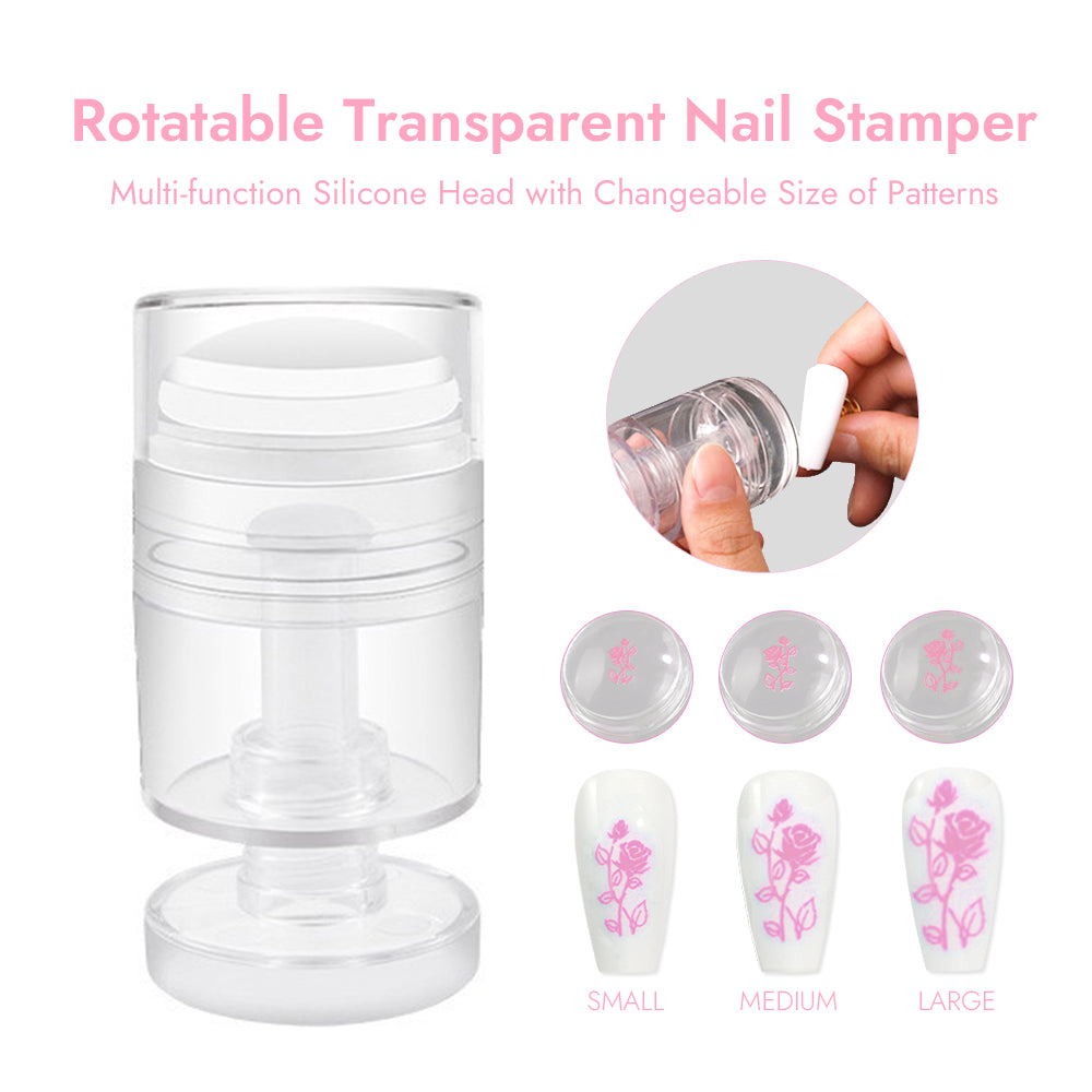 Rotatable Nail Stamper with Scraper