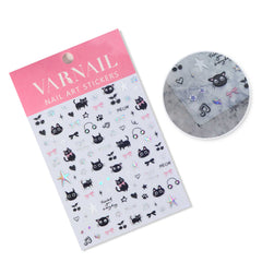 Chrome Nail Sticker - Music Black Cat (Holo）
