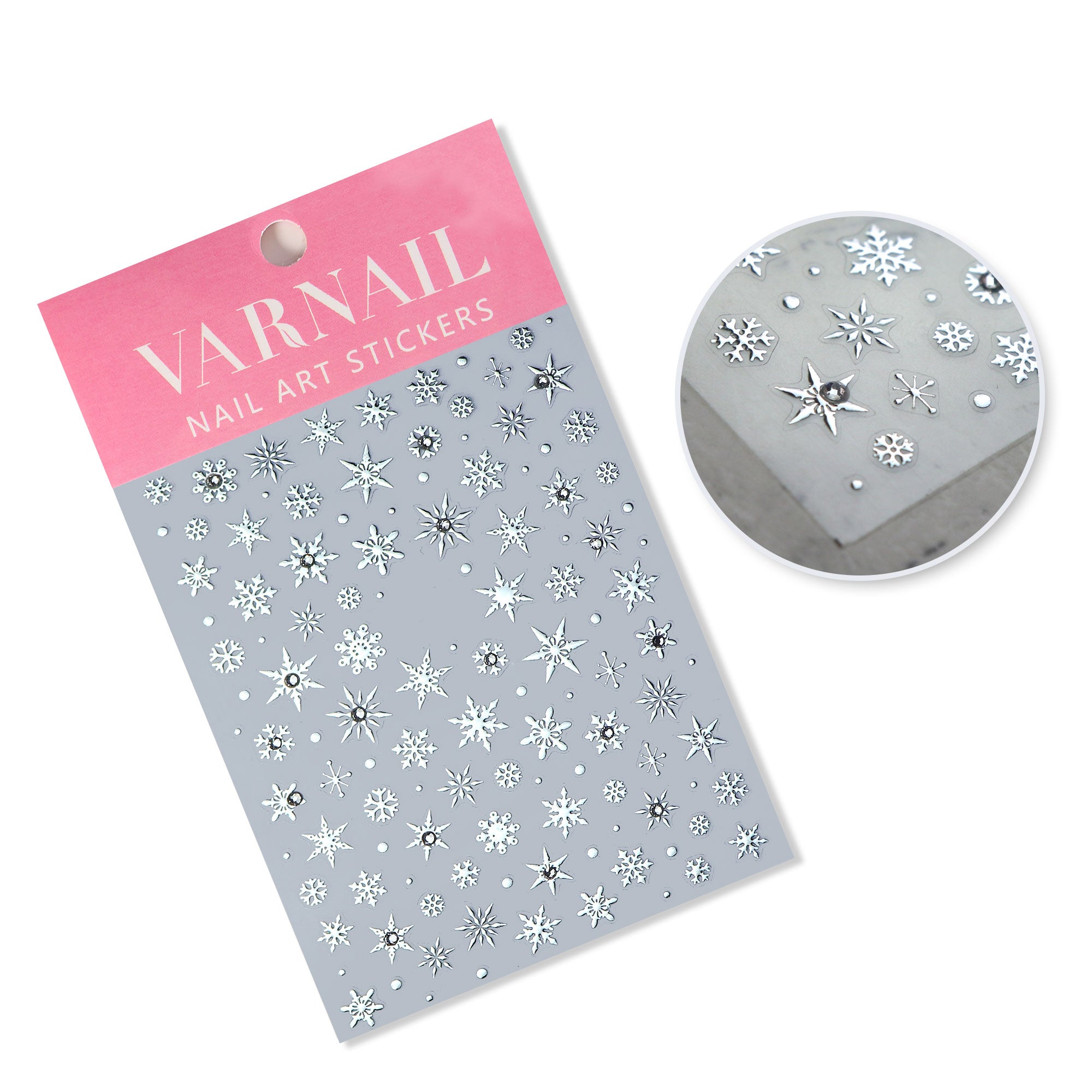 Rhinestone Nail Sticker - Snowflake (Silver)