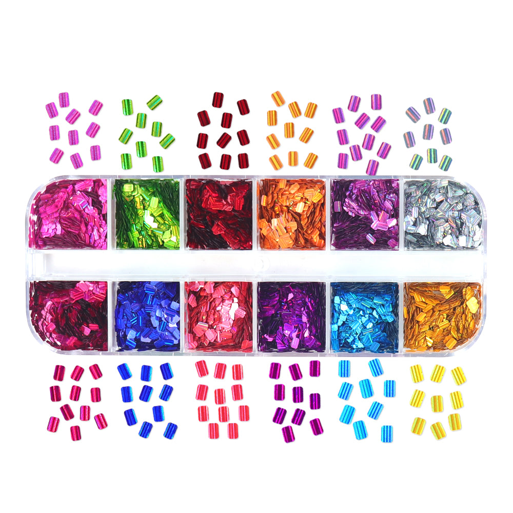 Rectangle Nail Glitters - 12 Grids