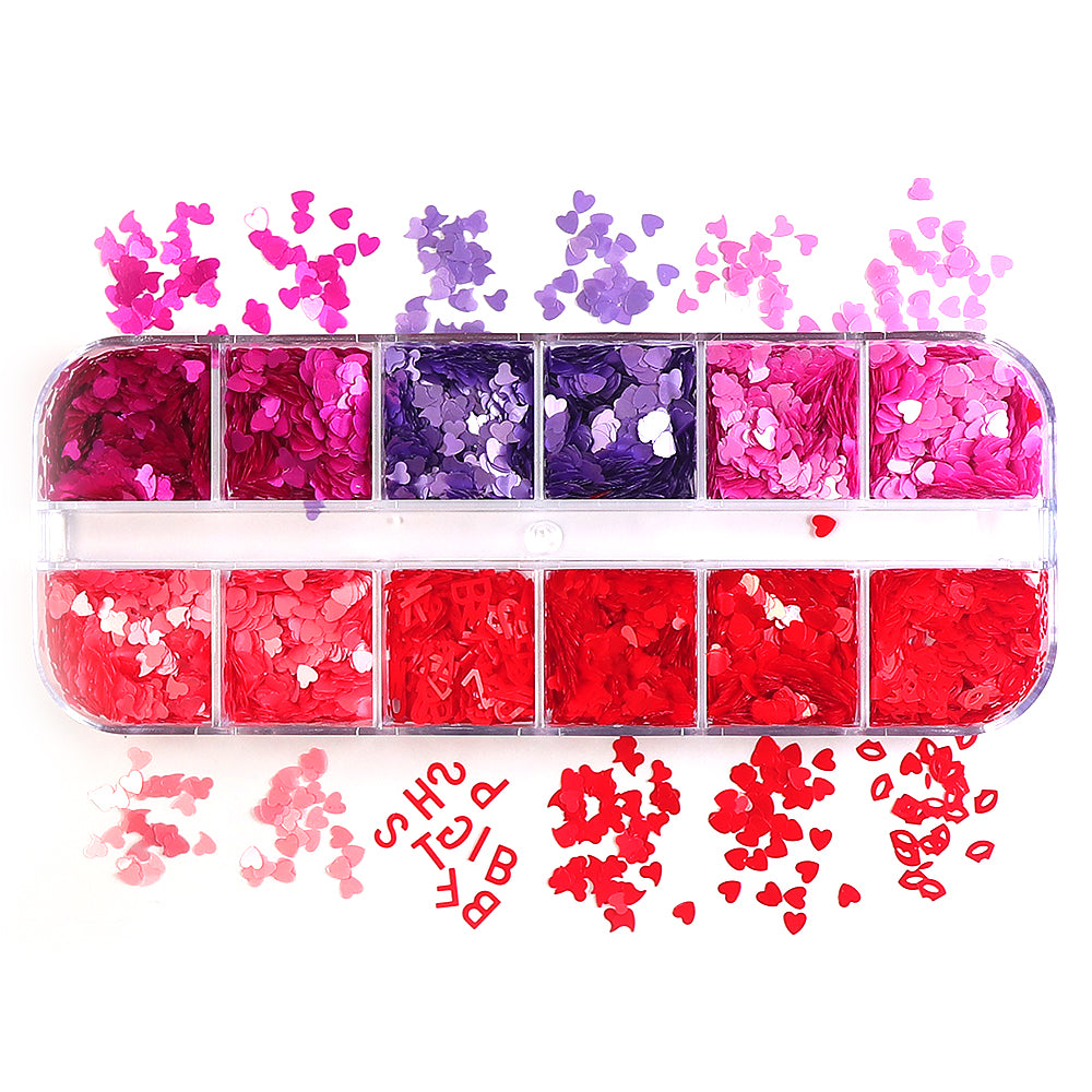 Heart Nail Glitters - Valentine