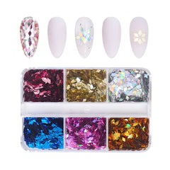 6 Grids Nail Sequins - Diamond Snowflake