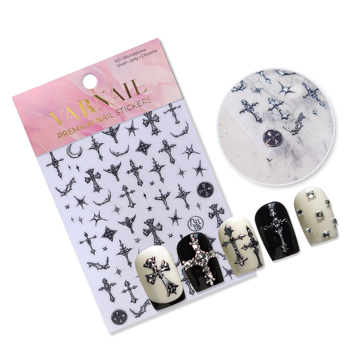 Chrome Nail Sticker - Gothic Cross