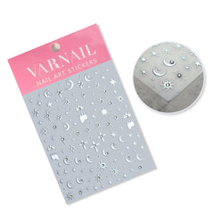 Rhinestone Nail Sticker - Vintage Star & Moon (Silver)