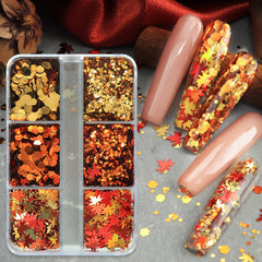 6 Grids Nail Glitters - Fall