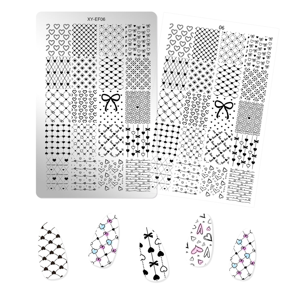Nail Stamping Plates - Heart & Bowknot