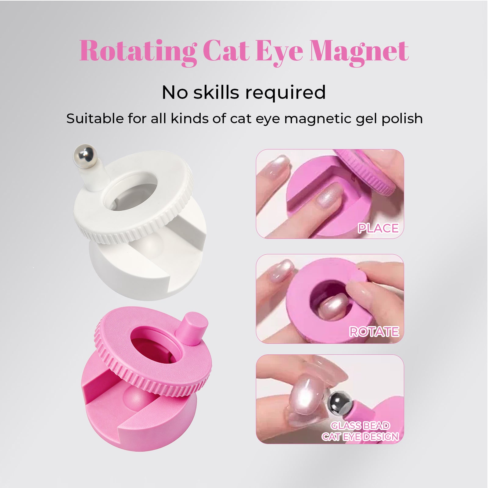 Automatic Glass Bead Cat Eye Design Magnet