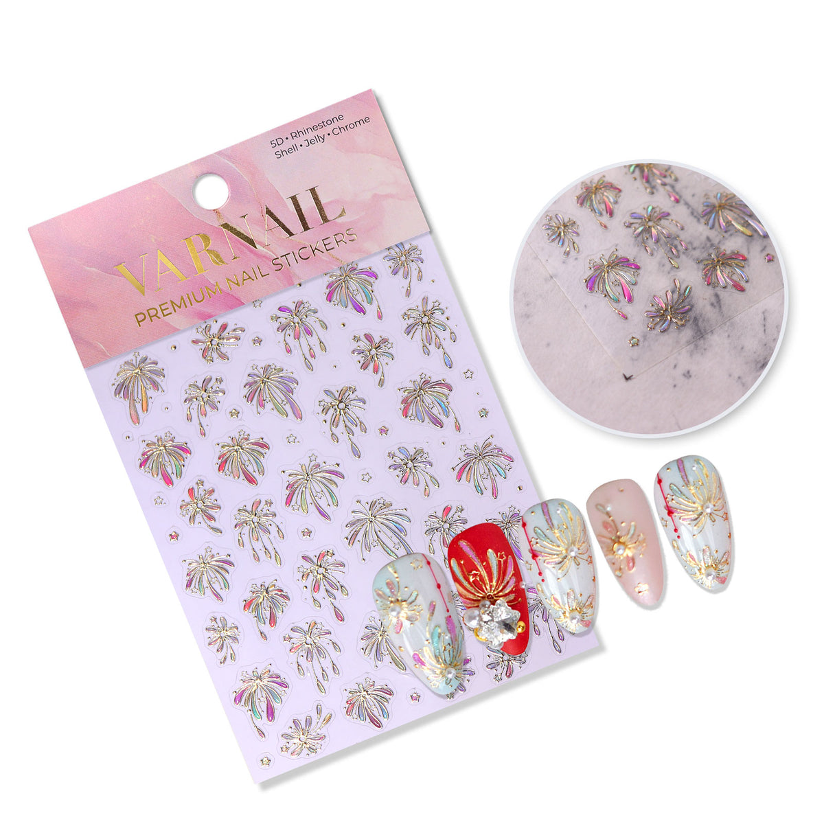 Chrome Nail Sticker - Holo Fireworks