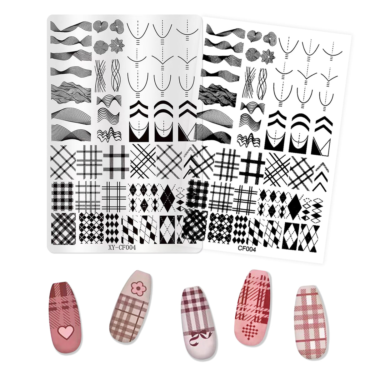 Nail Stamping Plates - Plaid & French