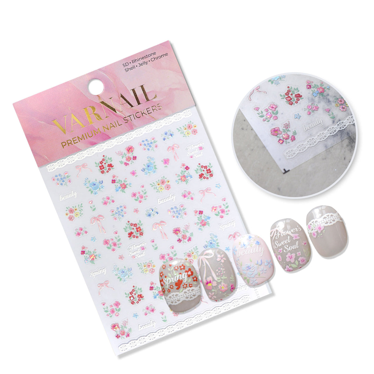 Shell Nail Sticker - Lace & Tiny Flowers