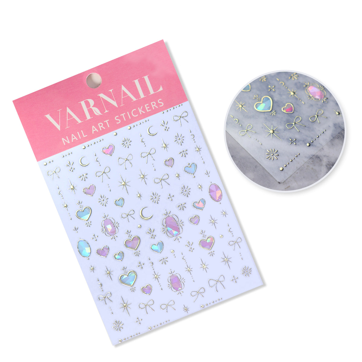 Chrome Nail Sticker - Gold Frame Heart