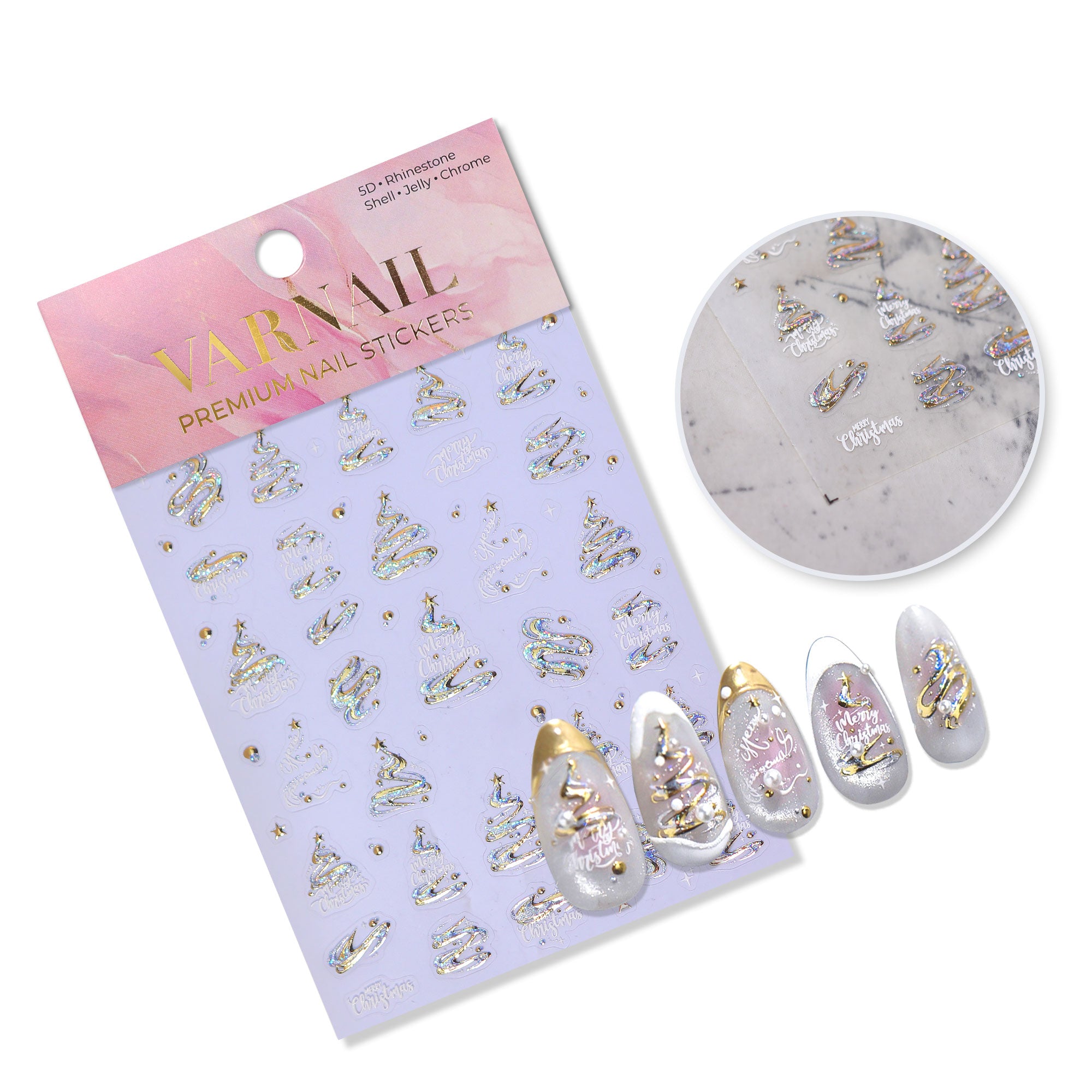 Chrome Nail Sticker - Christmas Tree