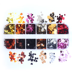 Classic Heart Nail Glitters - 12 Grids