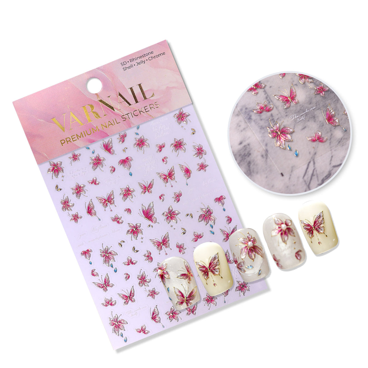 Chrome Nail Sticker - Enamel Butterfly