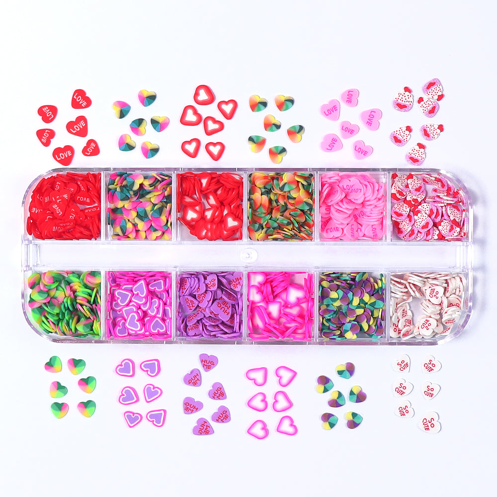 Valentine's Nail Soft Clay - 12 Grids
