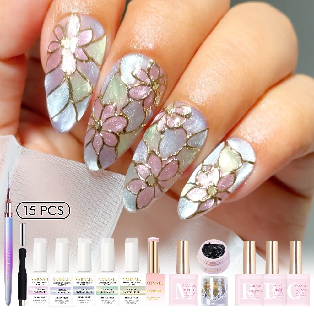 Trendy Nail Design Kit - No.15 Flower Stained Glass Window
