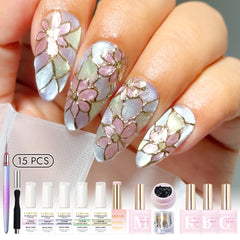 Trendy Nail Design Kit - No.15 Flower Stained Glass Window