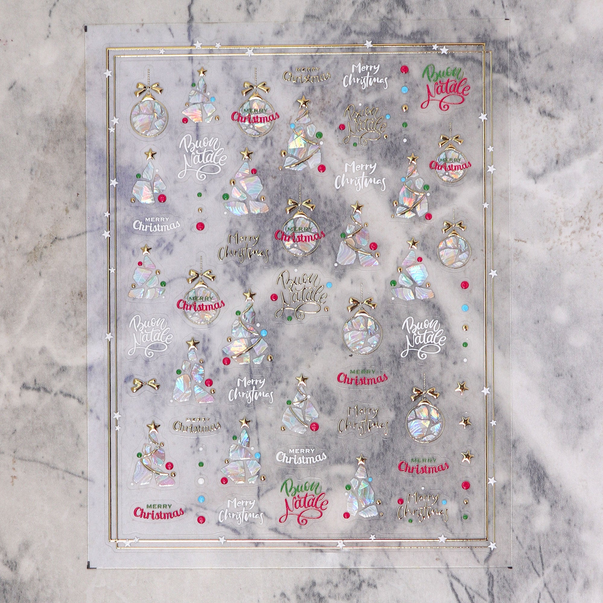 Chrome Nail Sticker - Christmas Tree (Seashell)