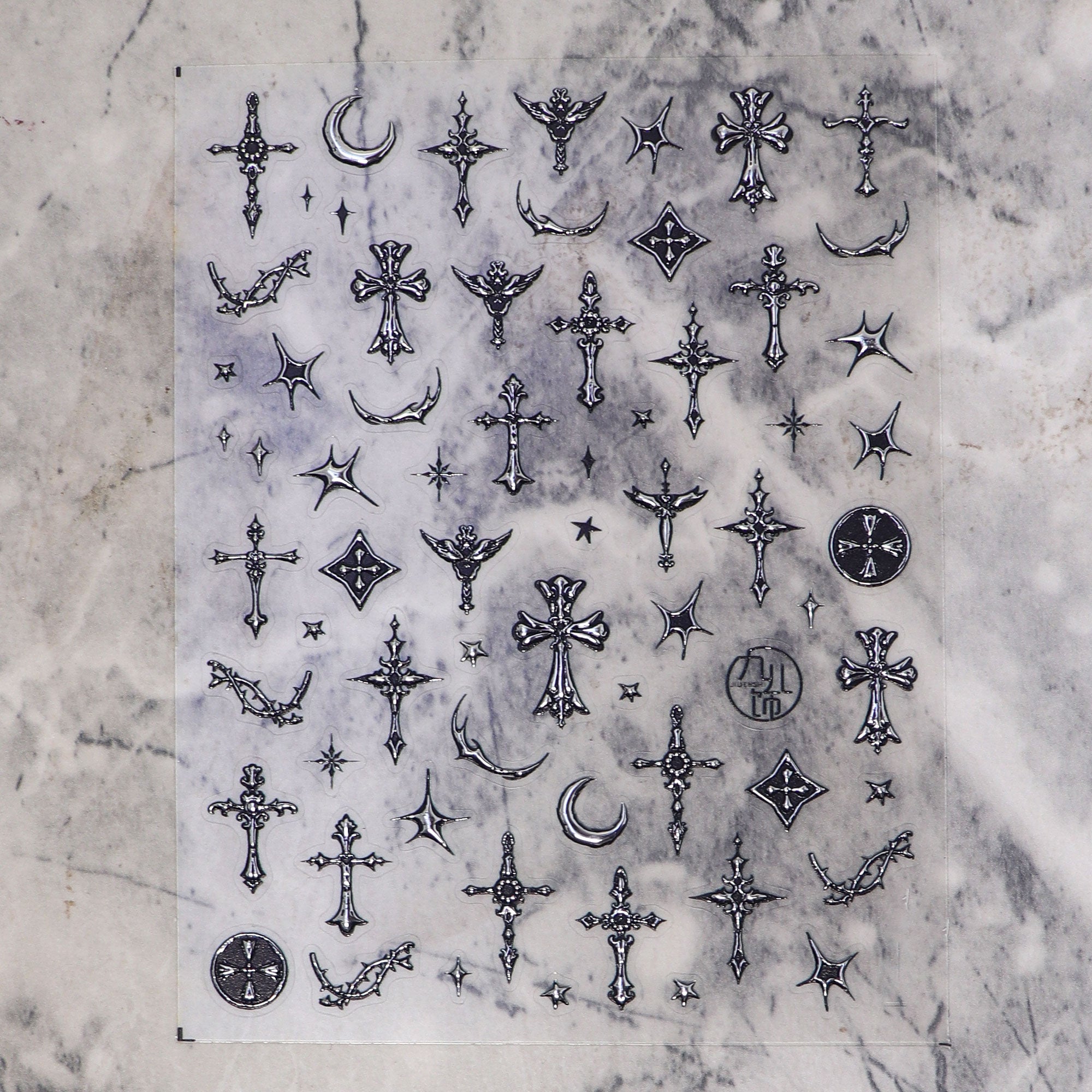 Chrome Nail Sticker - Gothic Cross