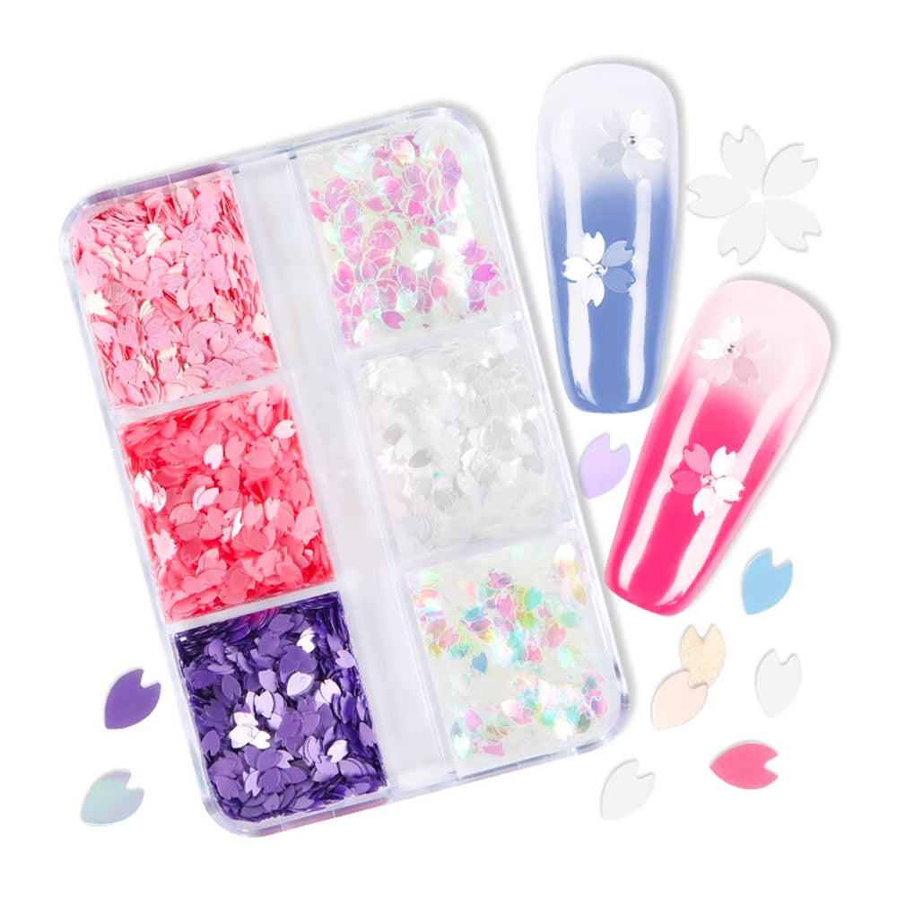 Cherry Blossoms Nail Glitters - 6 Grids