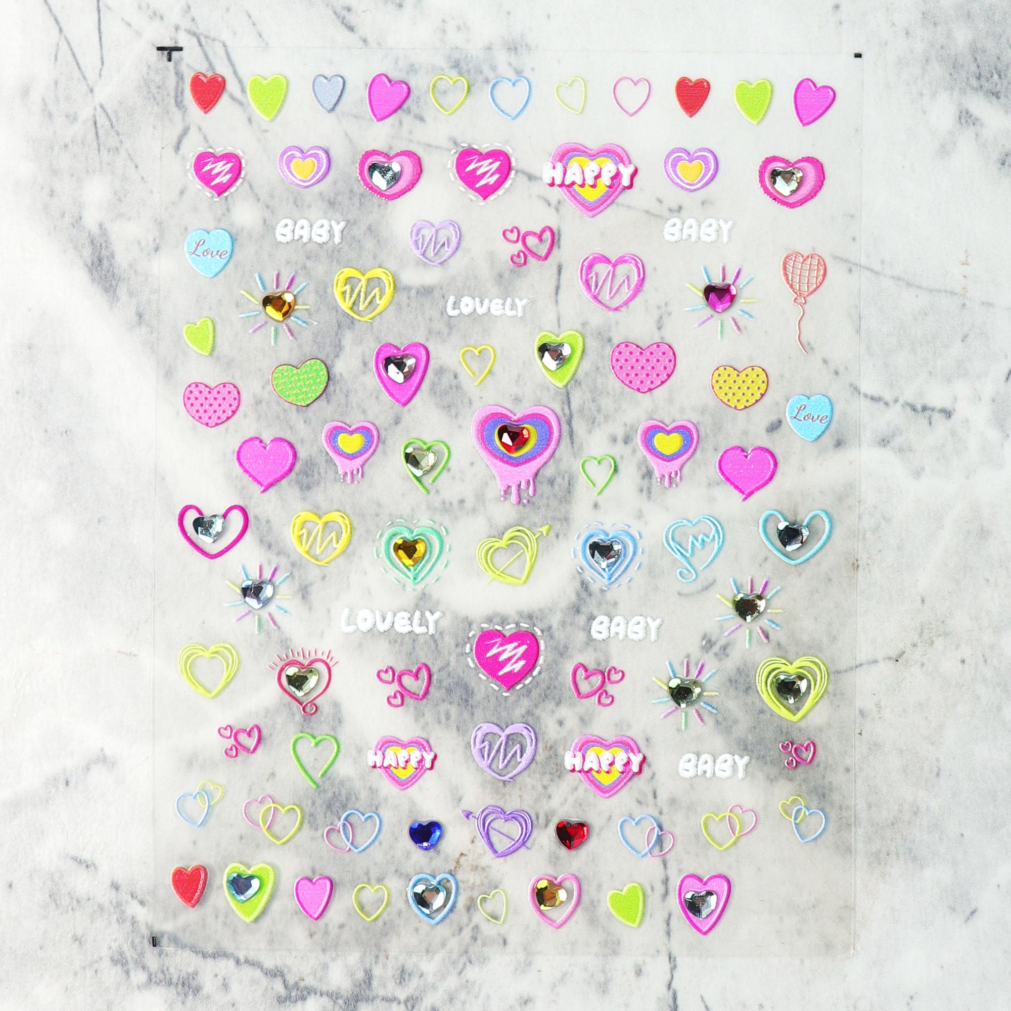 Rhinestone Nail Sticker - Colorful Heart
