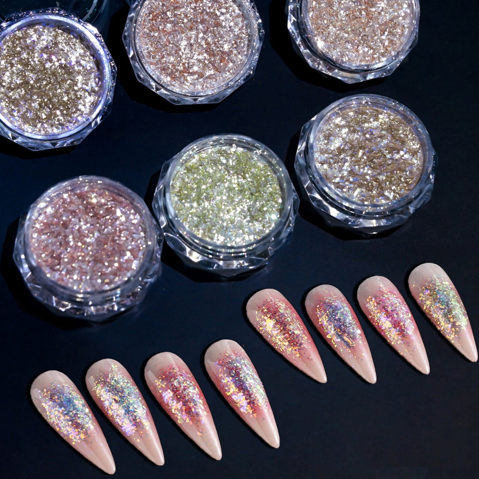 Aurora Nail Foil Flakes Set (Fine）