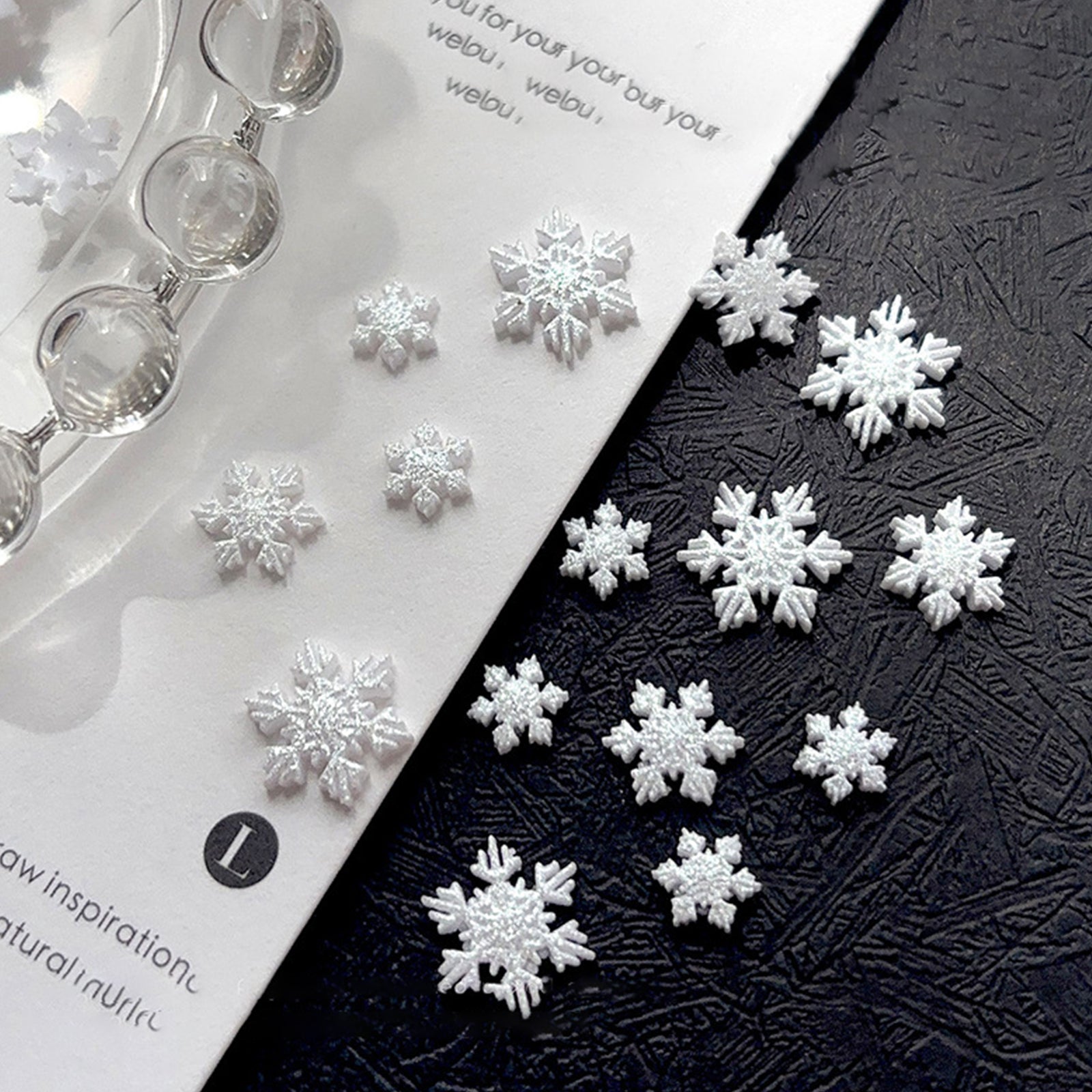 Snowflake Nail Charms - Pearl White