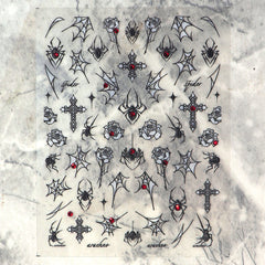 Rhinestone Nail Sticker - Spider (Black)