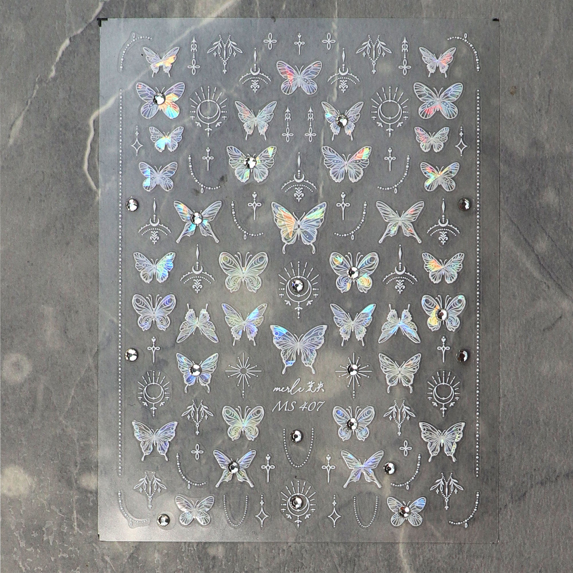 Rhinestone Nail Sticker - Laser Butterfly