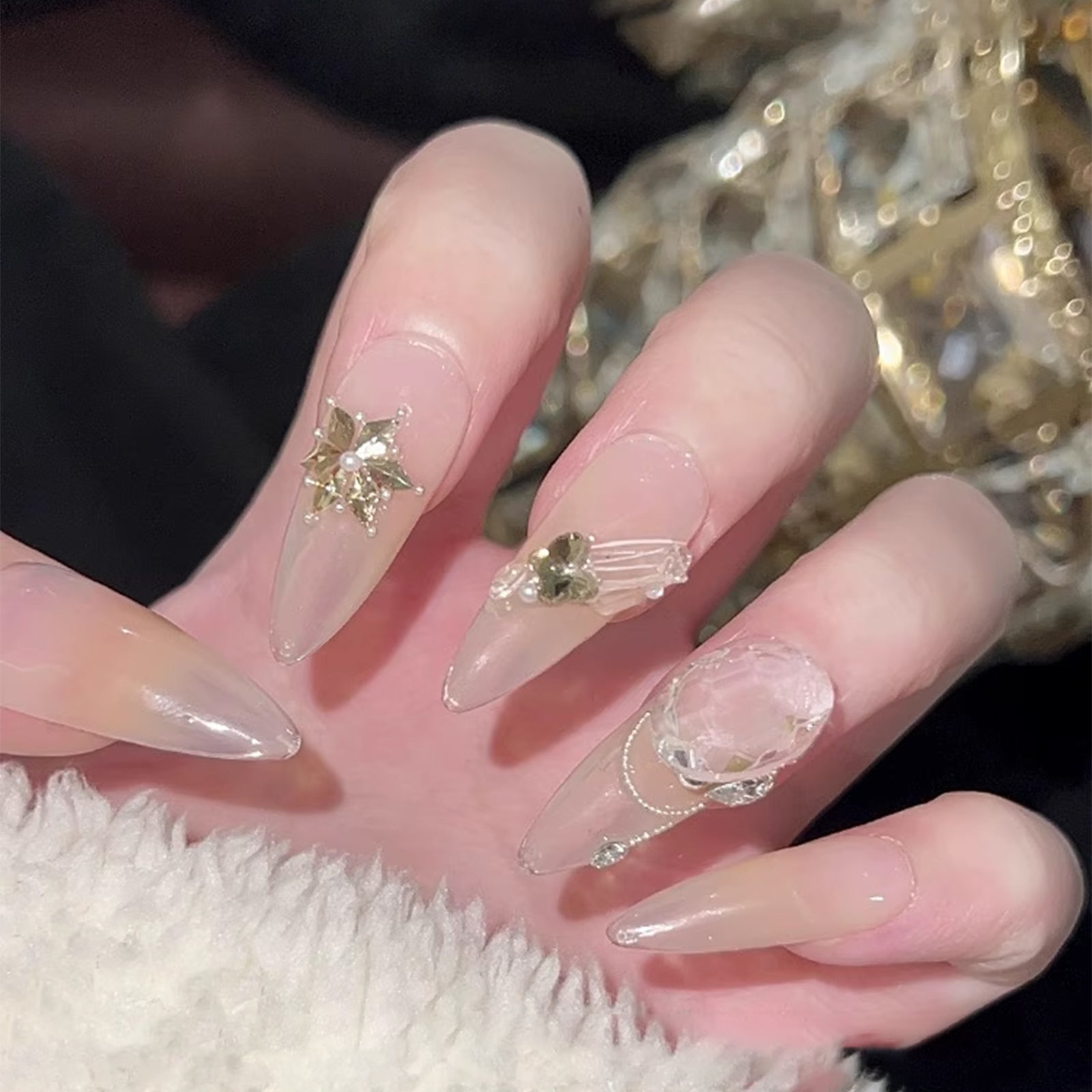 6 Grids Nail Sequins - Diamond Snowflake