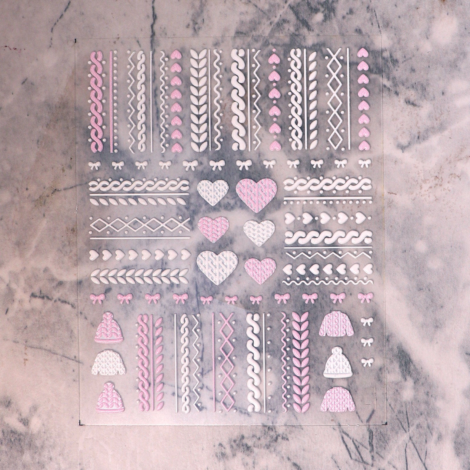 5D Nail Sticker - Cute Sweater (Pink White)