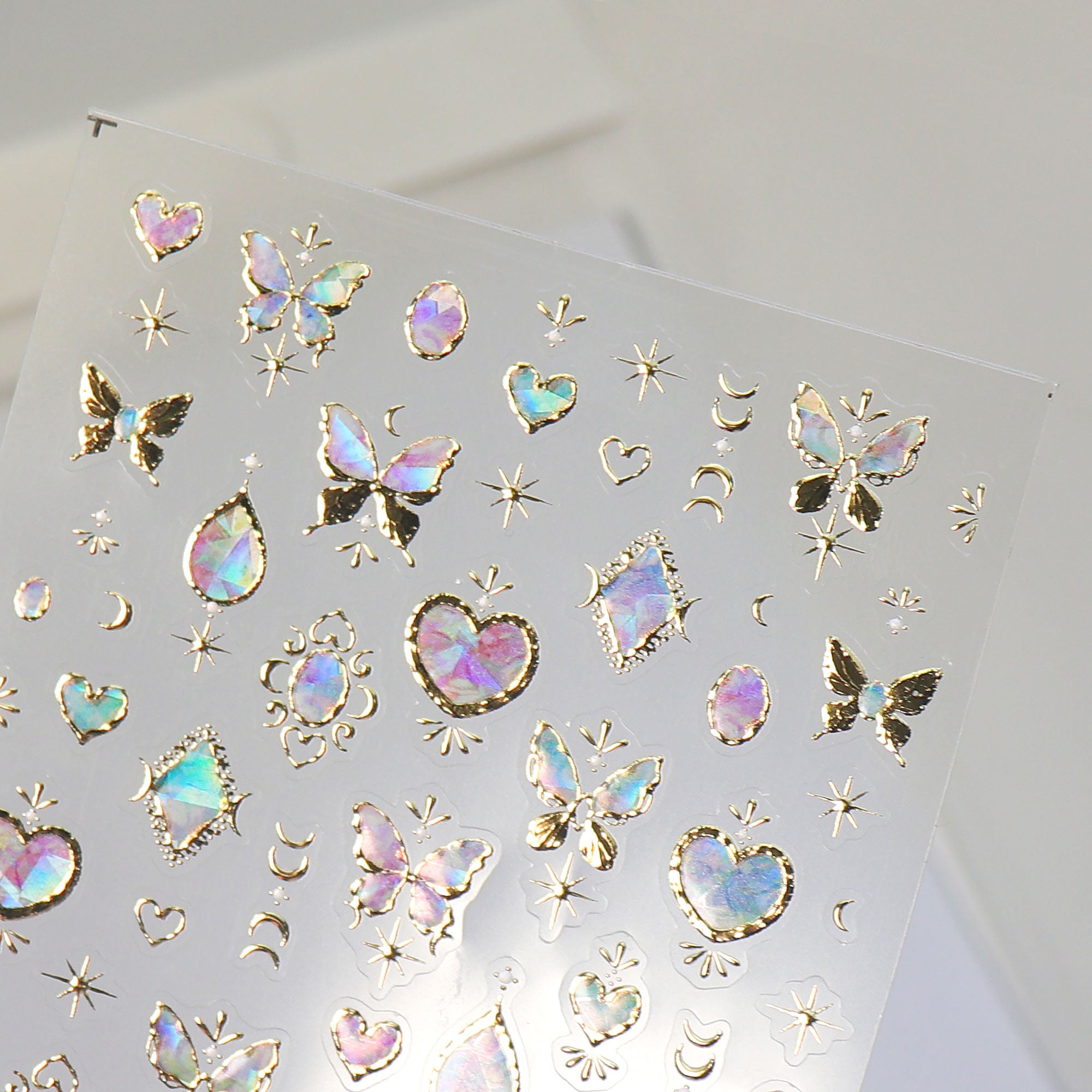Chrome Nail Sticker - Dreamy Butterfly & Heart