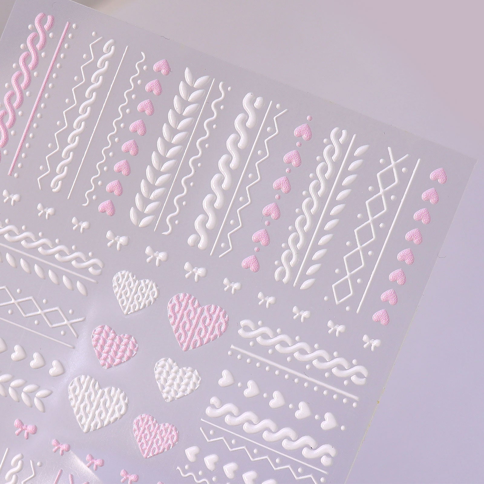 5D Nail Sticker - Cute Sweater (Pink White)