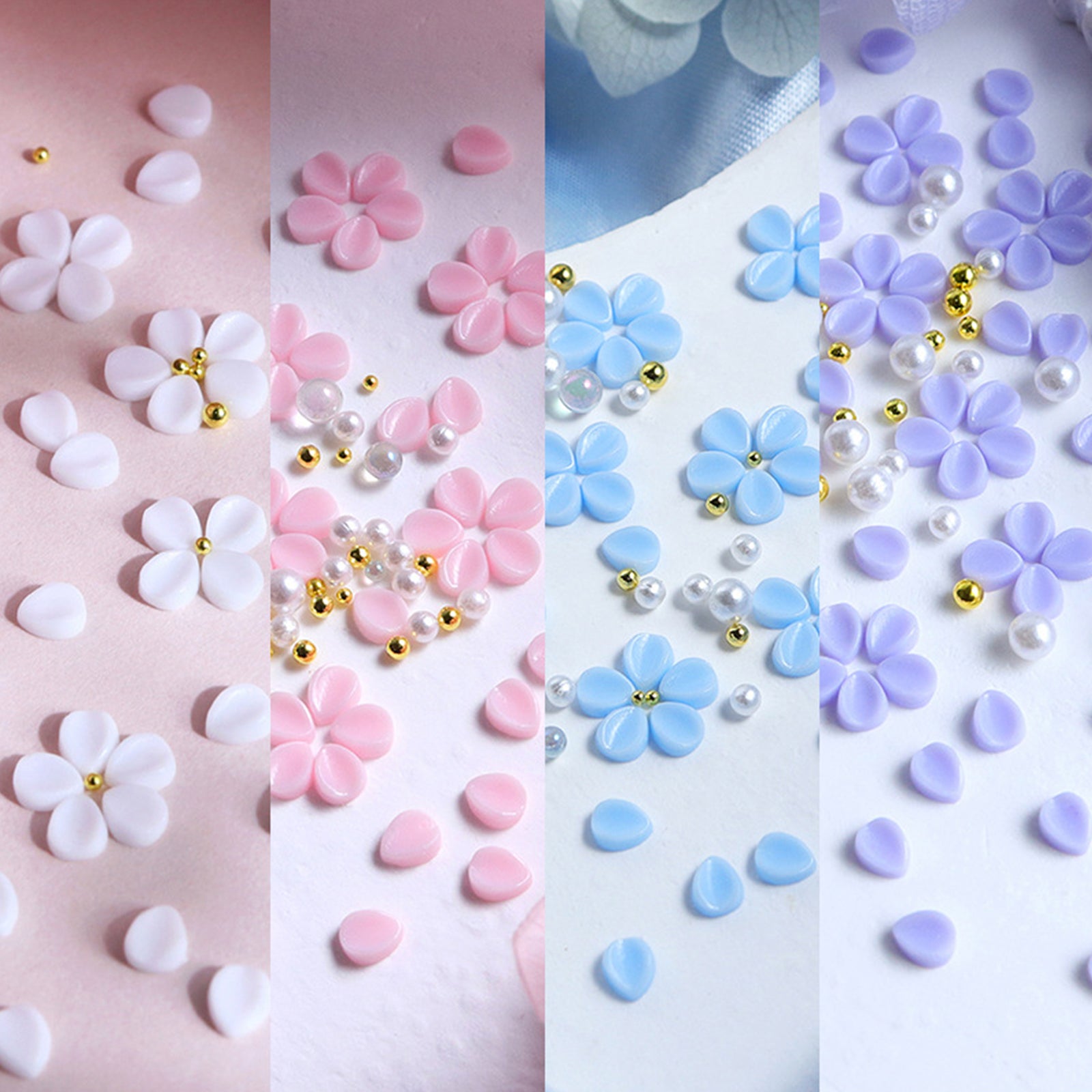 3D Artificial Carved Petal & Caviar Beads