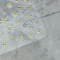 Rhinestone Nail Sticker - Snowflake (Gold)