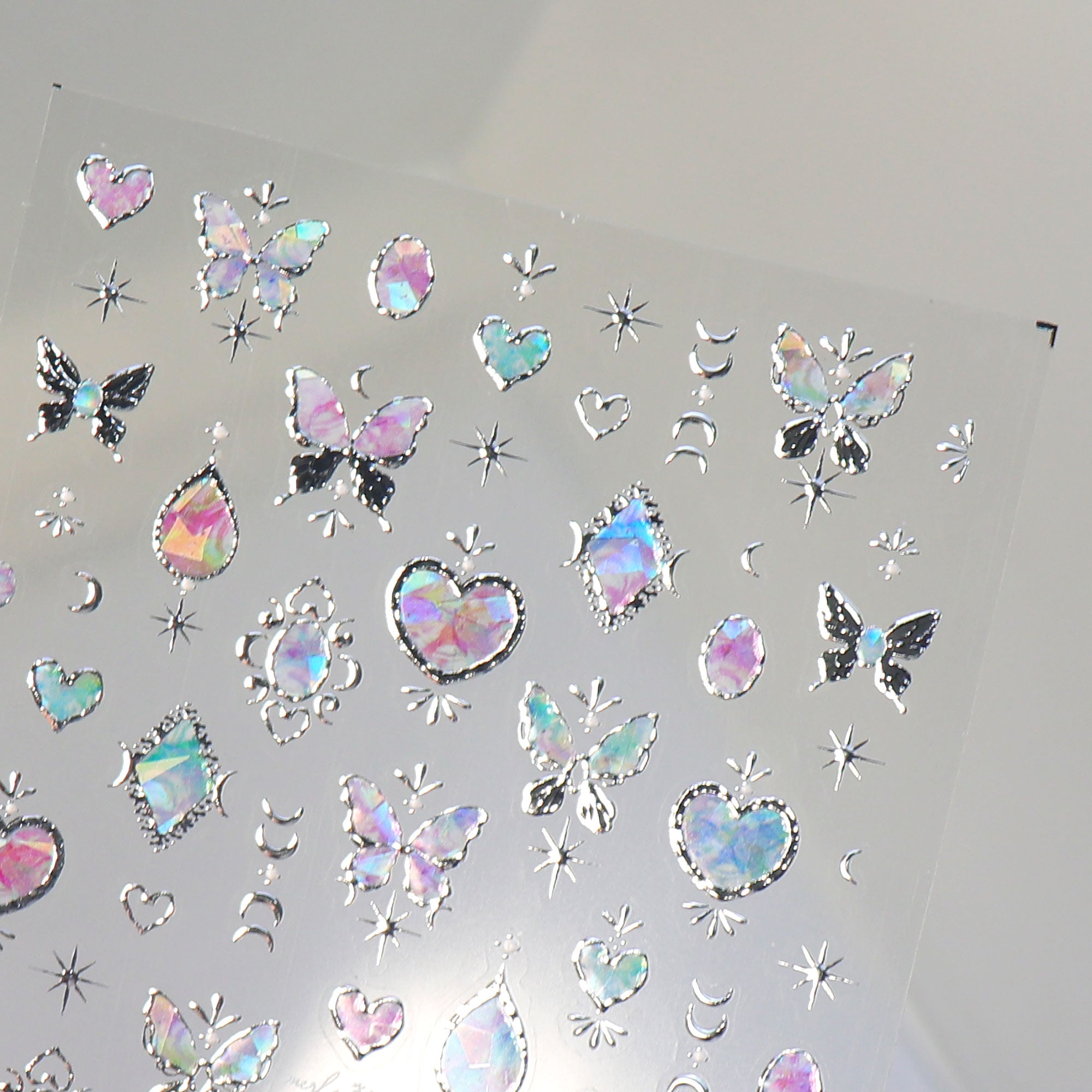 Chrome Nail Sticker - Dreamy Butterfly & Heart