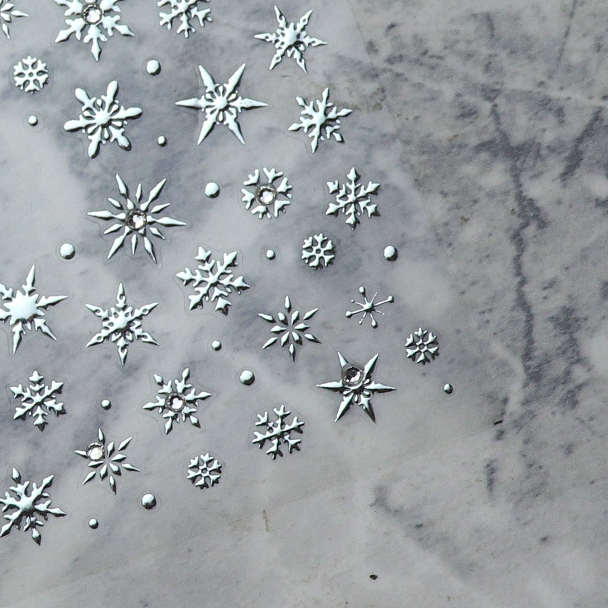 Rhinestone Nail Sticker - Snowflake (Silver)