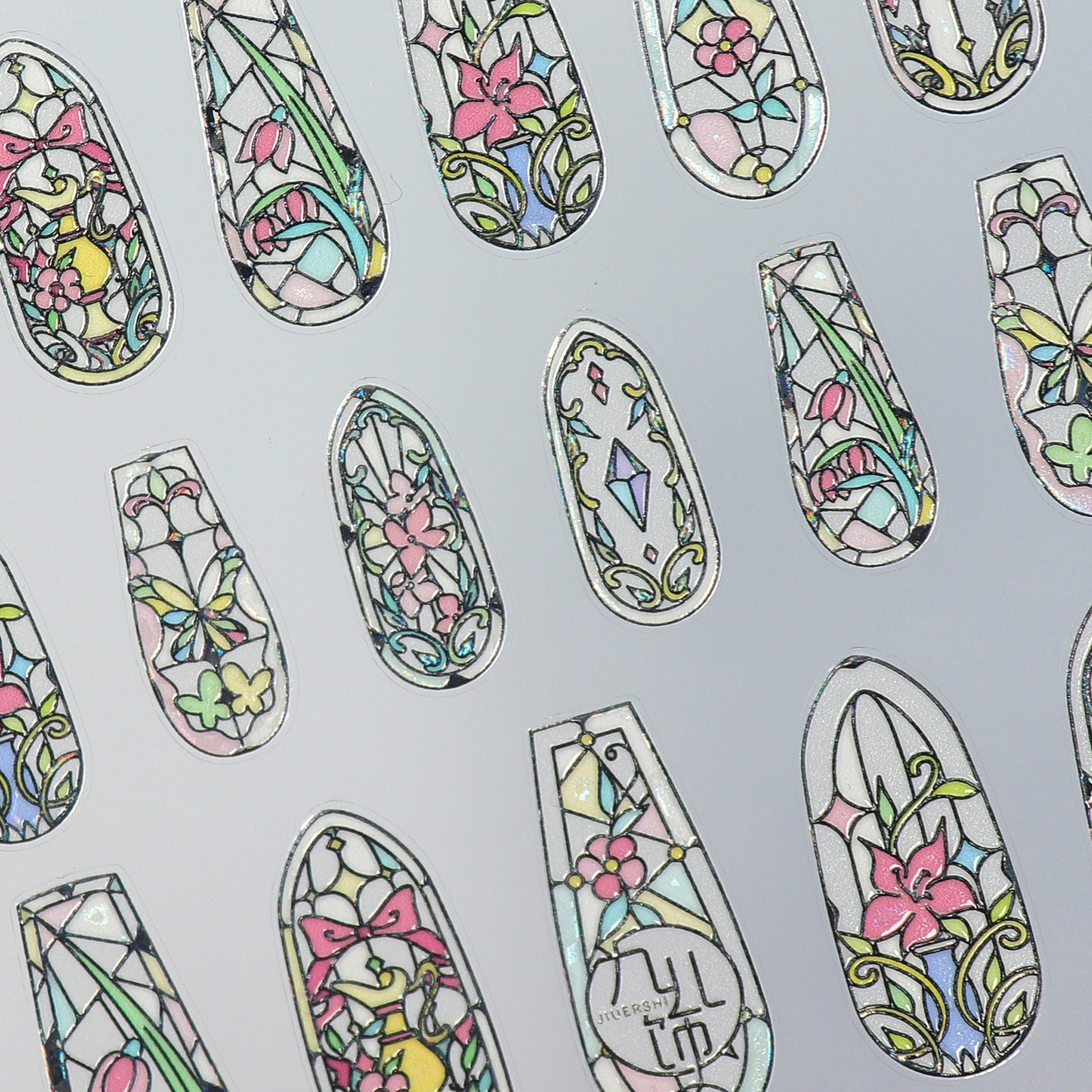 Shell Nail Sticker - Black Rococo Window (Long)