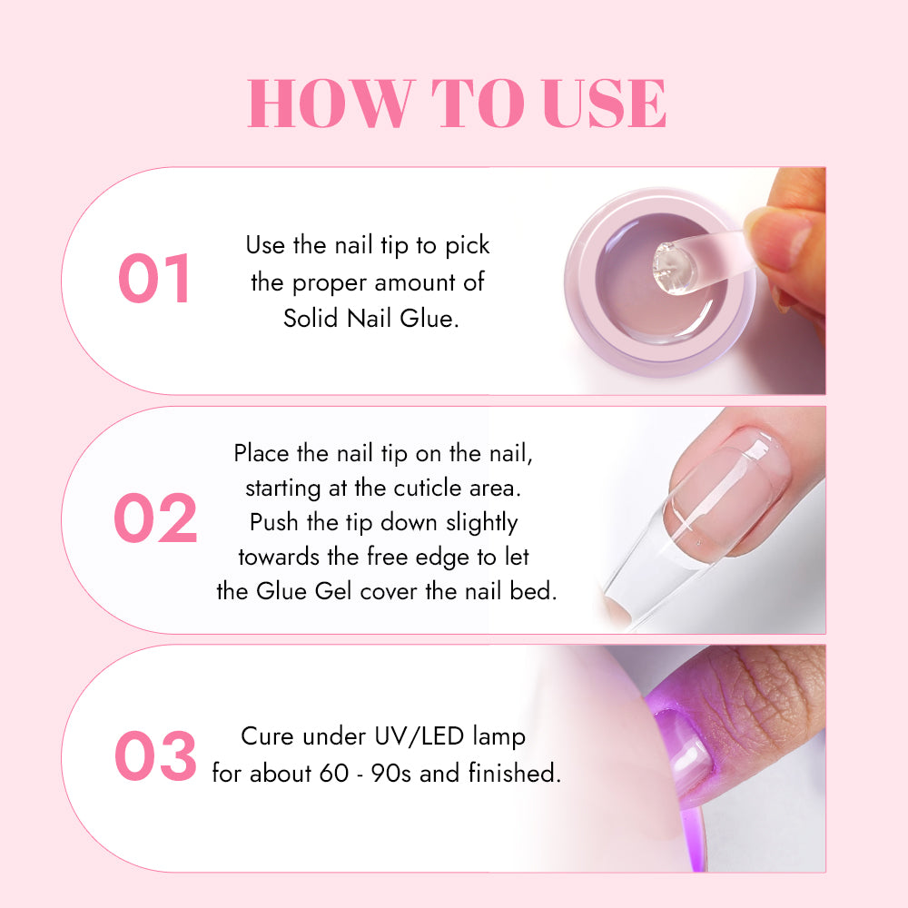 Solid Press-On Nail Tips Adhesive Glue