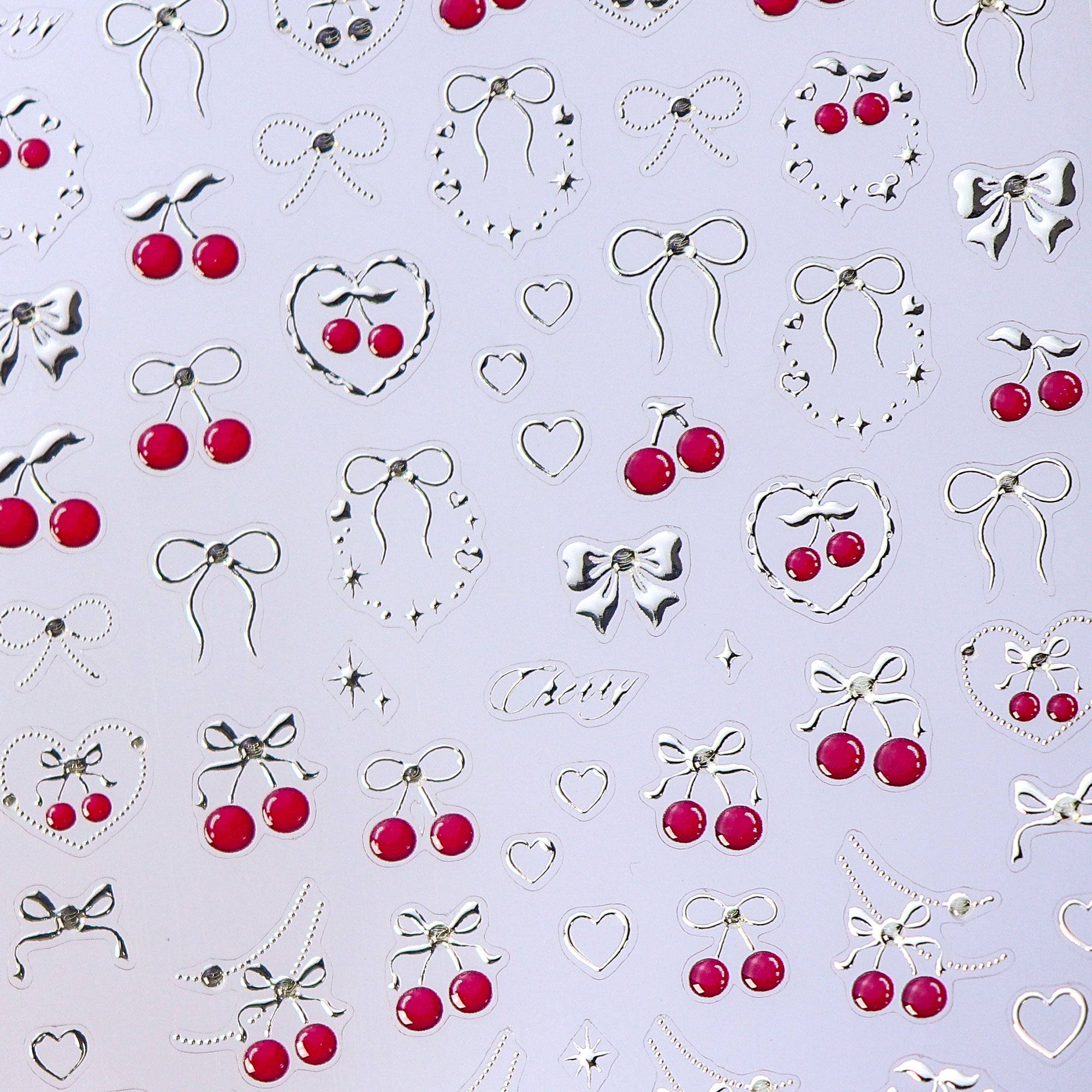 Chrome Nail Sticker - Bowknot Cherry
